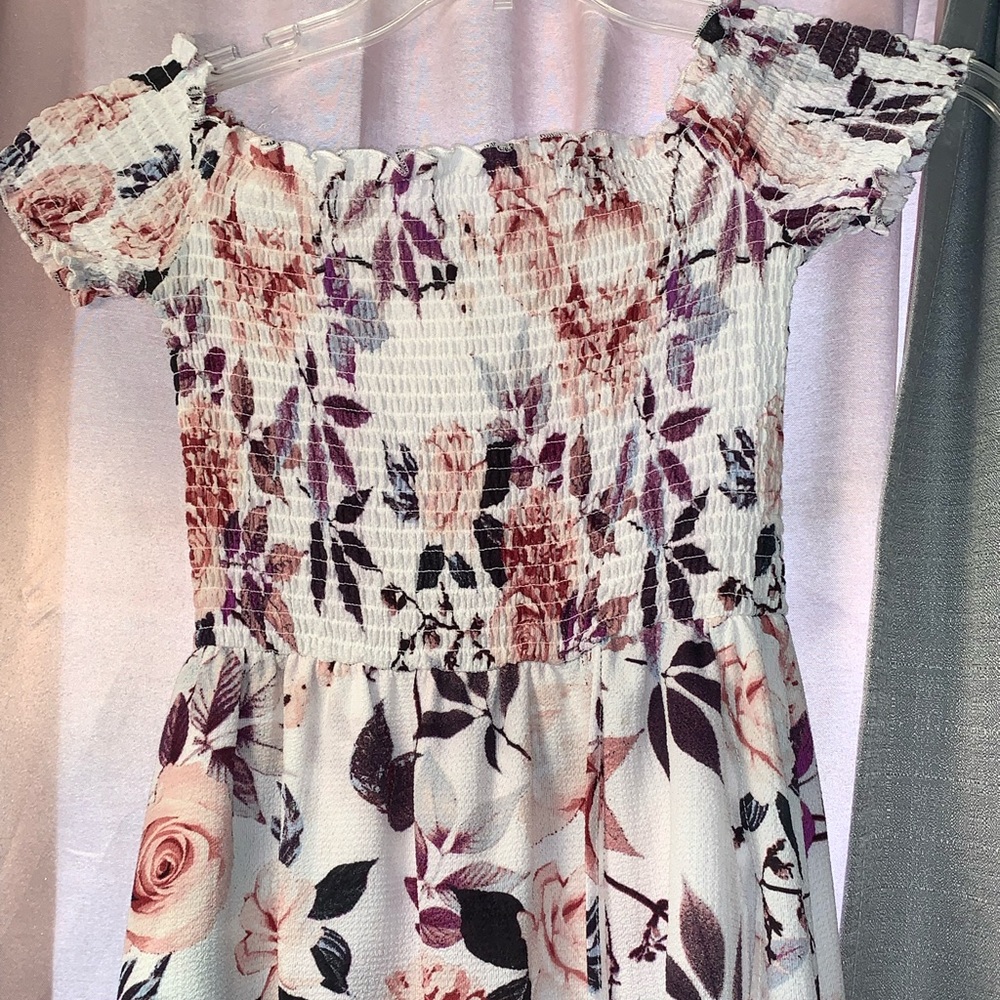 Floral Romper off the shoulder  dress with slit